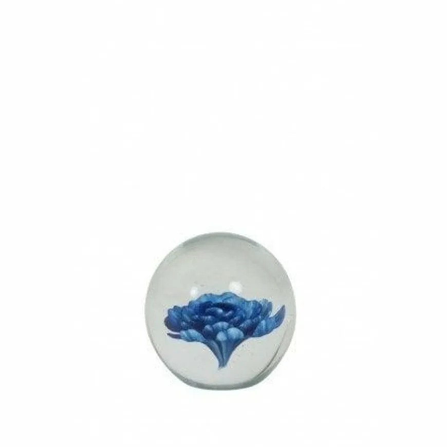 Light en Living Ornament Ø8,5x8,5 cm FLOWER glas blauw