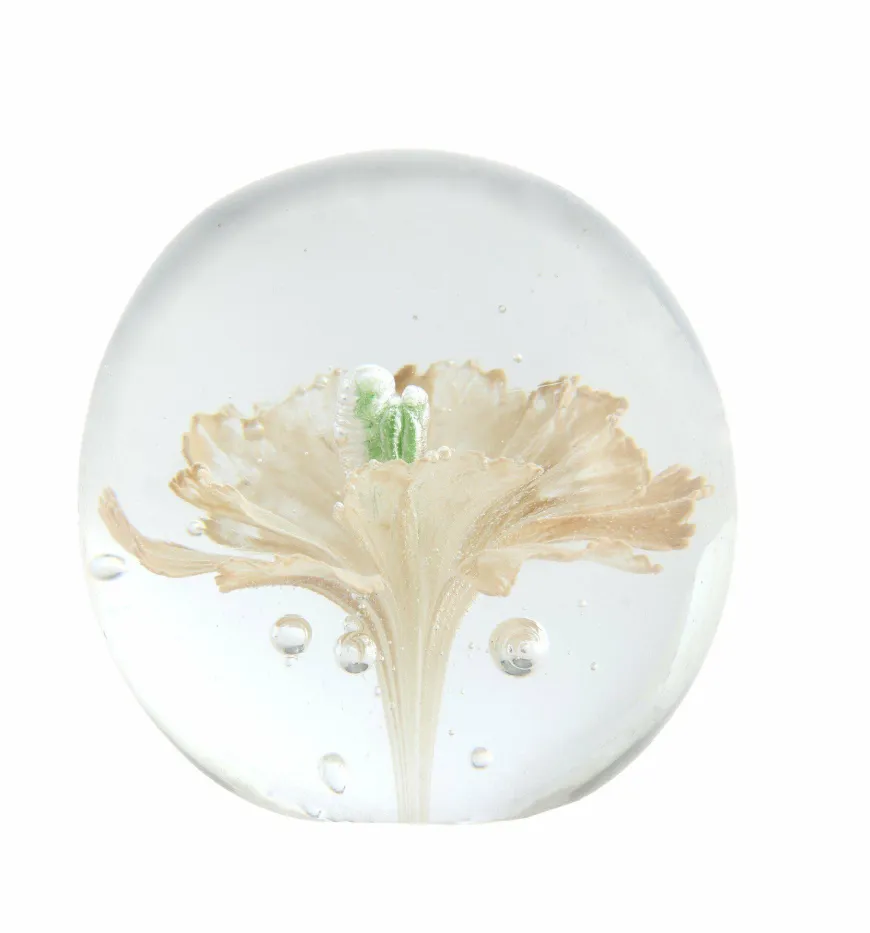 Light en Living Ornament Ø8x8 cm FLOWER glas lichtroze+groen