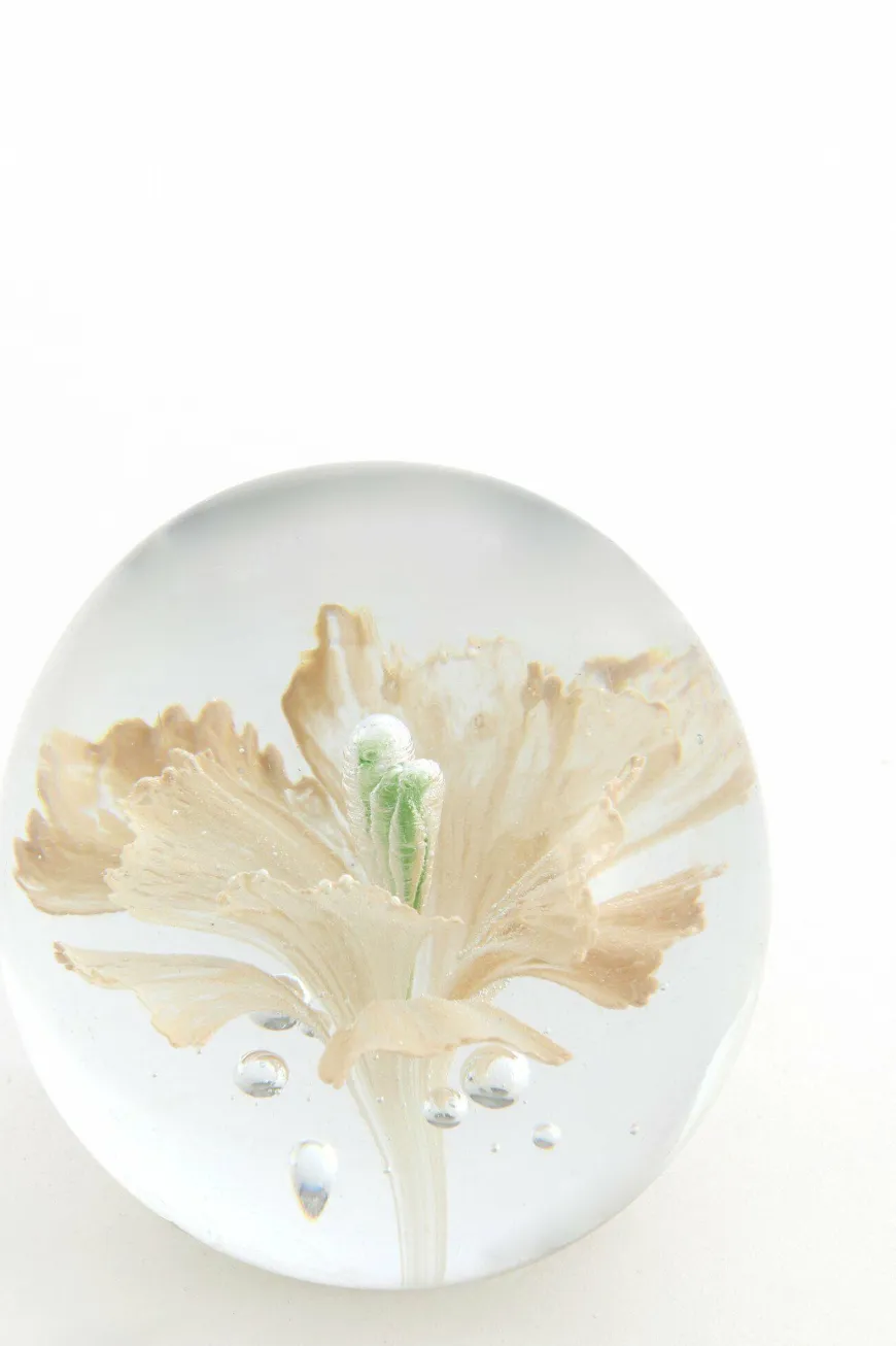 Light en Living Ornament Ø8x8 cm FLOWER glas lichtroze+groen