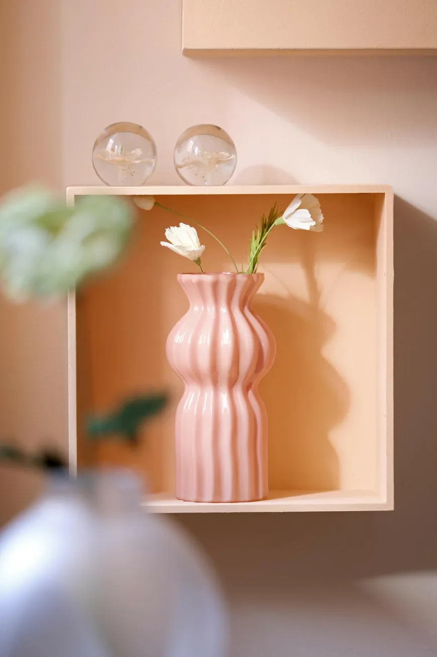 Light en Living Ornament Ø8x8 cm FLOWER glas lichtroze+groen