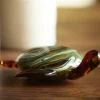 Light en Living Ornament 19x16x7 cm TURTLE glas amber+groen