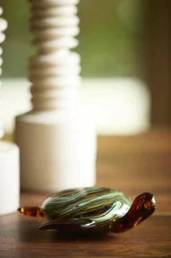 Light en Living Ornament 19x16x7 cm TURTLE glas amber+groen