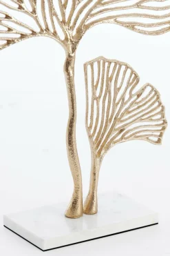 Light en Living Ornament op voet 36x10x48 cm LEAF goud+marmer wit