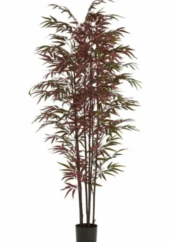 Light en Living Ornament in pot 70x60x180 cm BAMBOO naturel+groen/rood