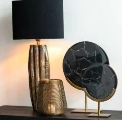 Light en Living Ornament op voet 25x10x35 cm GOUYA zwart agaat+antiek brons