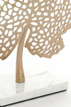 Light en Living Ornament op voet 28x8x35 cm LEAF goud+marmer wit