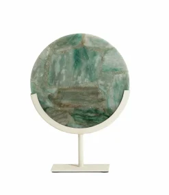 Light en Living Ornament op voet 25x10x35 cm GOUYA groen agaat+crème