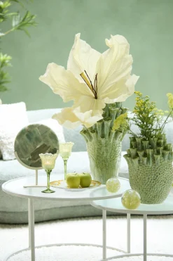 Light en Living Ornament op voet 25x10x35 cm GOUYA groen agaat+crème