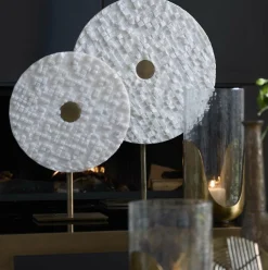Light en Living Ornament op voet 35x12x50 cm YVO marmer wit+antiek brons