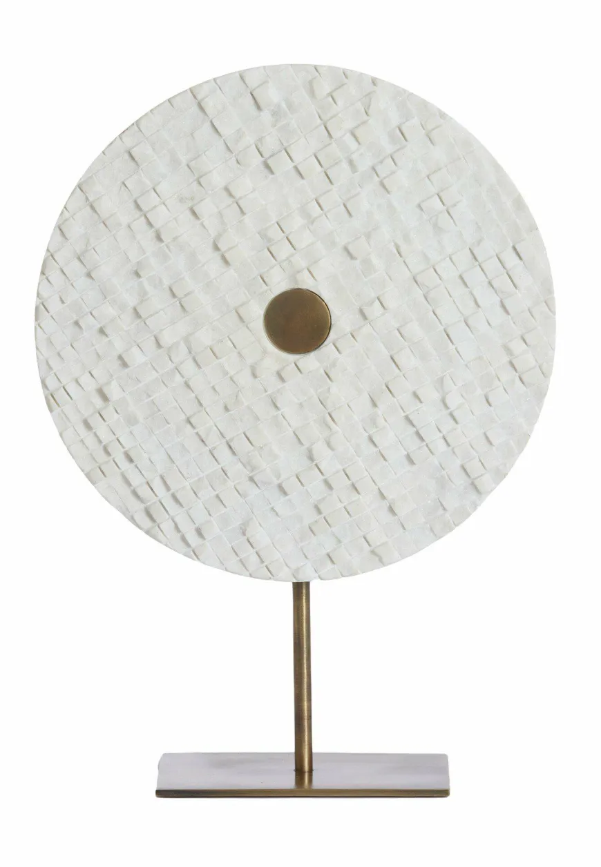 Light en Living Ornament op voet 35x12x50 cm YVO marmer wit+antiek brons