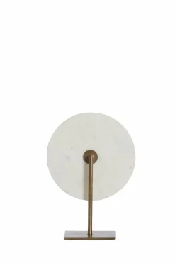 Light en Living Ornament op voet 35x12x50 cm YVO marmer wit+antiek brons