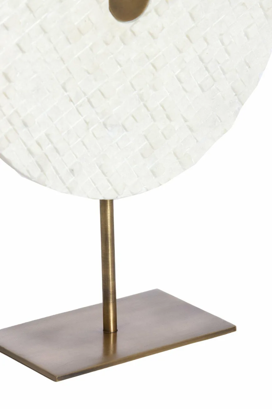 Light en Living Ornament op voet 35x12x50 cm YVO marmer wit+antiek brons