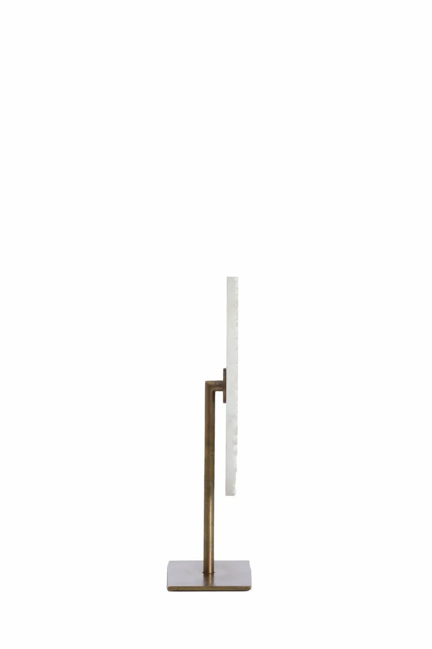 Light en Living Ornament op voet 35x12x50 cm YVO marmer wit+antiek brons