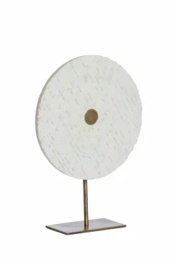 Light en Living Ornament op voet 35x12x50 cm YVO marmer wit+antiek brons