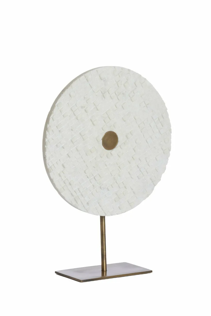 Light en Living Ornament op voet 35x12x50 cm YVO marmer wit+antiek brons