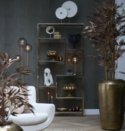 Light en Living Ornament op voet 35x12x50 cm YVO marmer wit+antiek brons