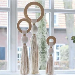 Light en Living Ornament Ø11x47 cm YAVIZA crème+raffia naturel