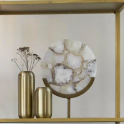 Light en Living Ornament op voet 35x12x50 cm GOUYA wit agaat+antiek brons