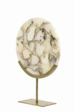 Light en Living Ornament op voet 35x12x50 cm GOUYA wit agaat+antiek brons