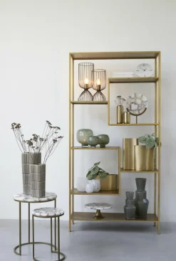 Light en Living Ornament op voet 35x12x50 cm GOUYA wit agaat+antiek brons