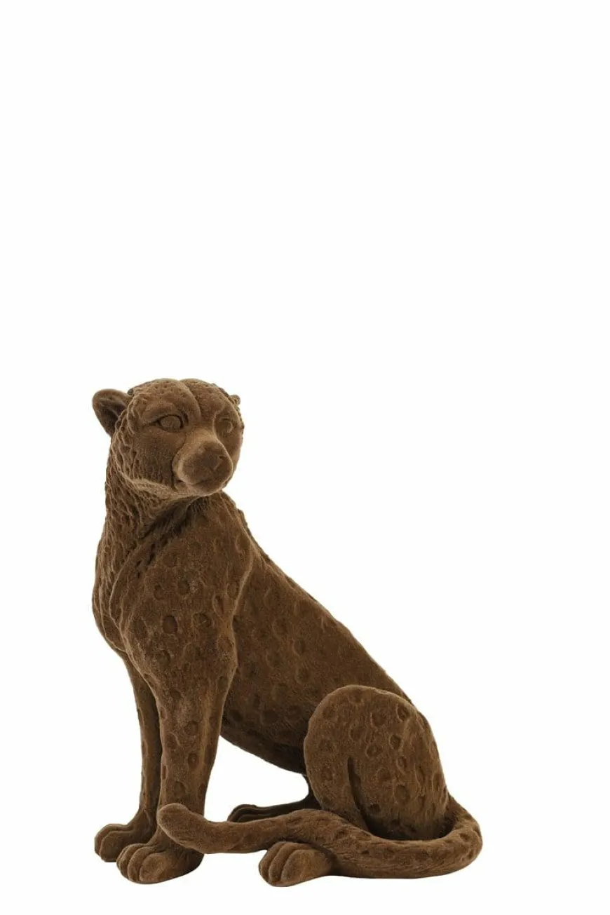 Light en Living Ornament CHEETAH velvet Bruin of zwart in 3 maten