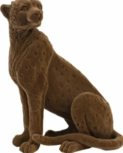 Light en Living Ornament CHEETAH velvet Bruin of zwart in 3 maten