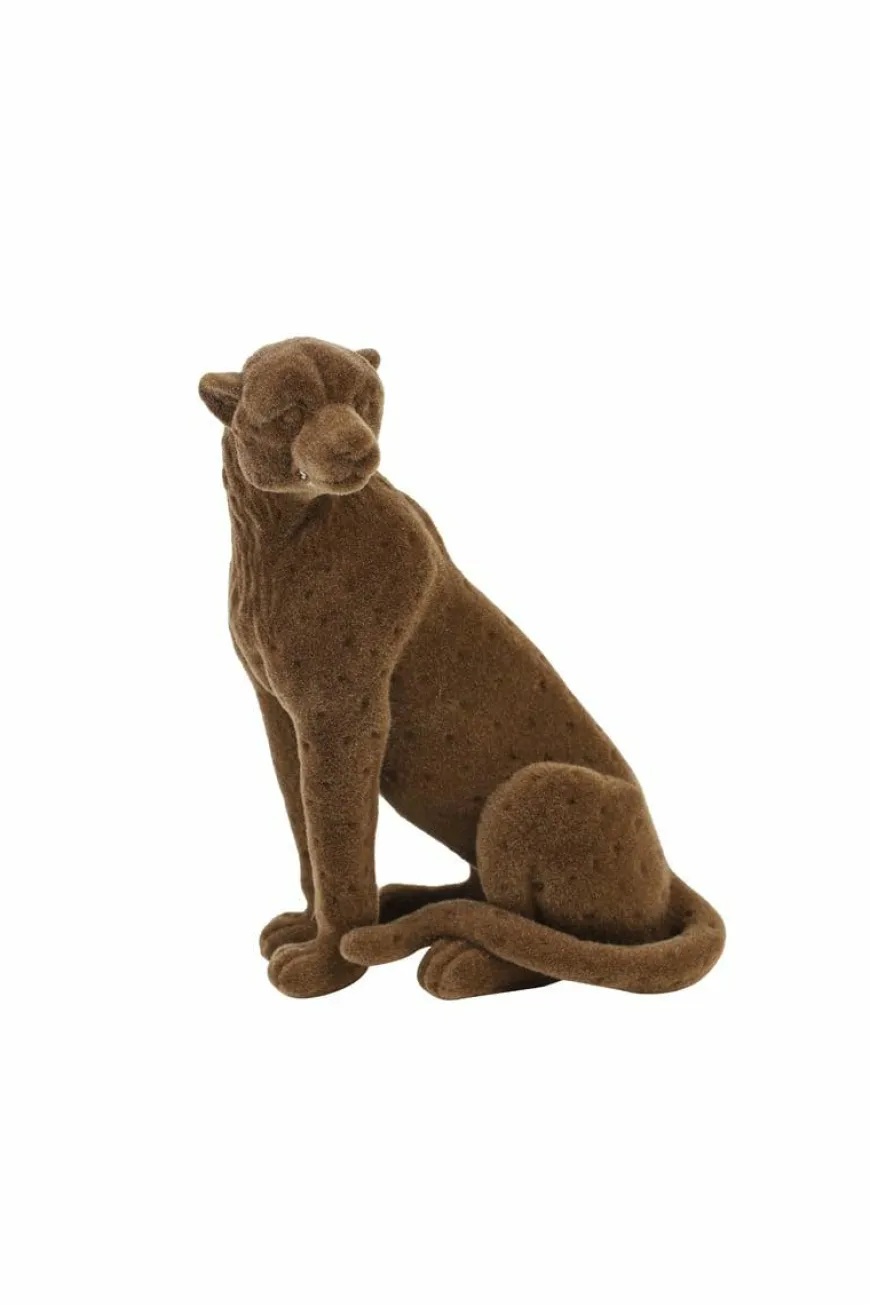 Light en Living Ornament CHEETAH velvet Bruin of zwart in 3 maten
