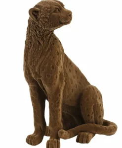 Light en Living Ornament CHEETAH velvet Bruin of zwart in 3 maten