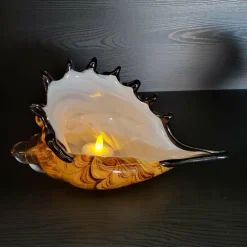 Light en Living Ornament 28x12x16 cm SHELL glas bruin-brons+wit