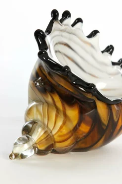 Light en Living Ornament 28x12x16 cm SHELL glas bruin-brons+wit