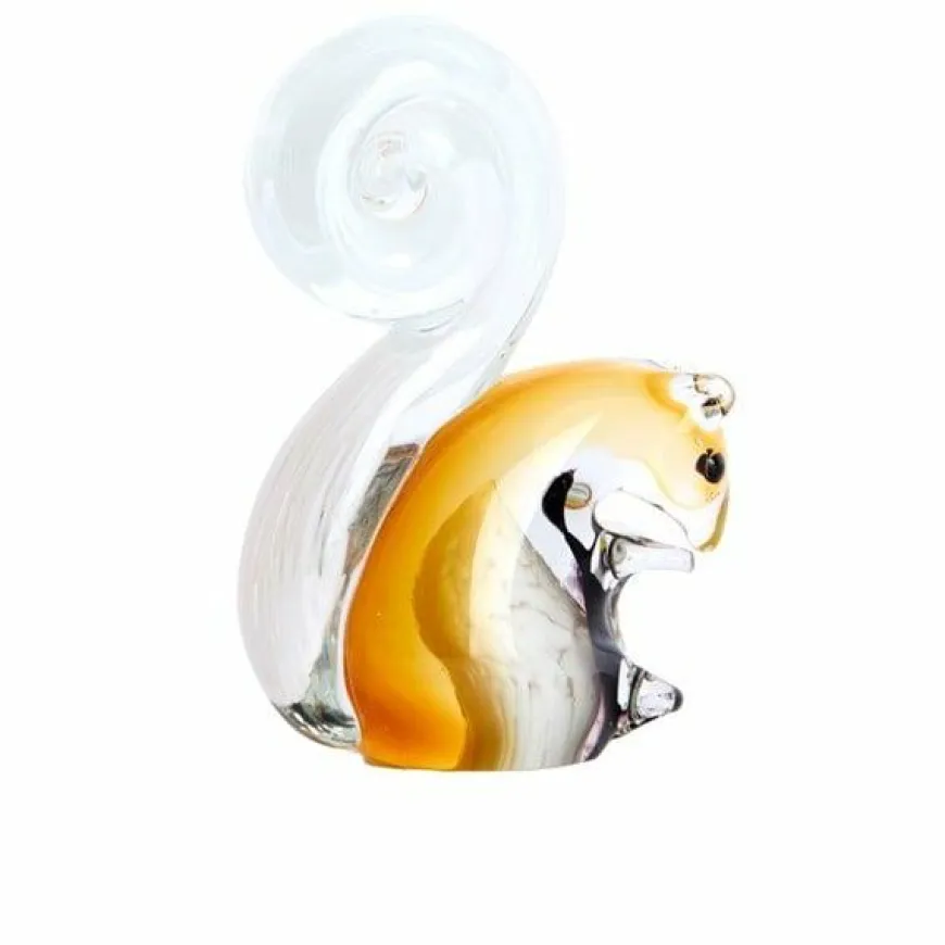 Light en Living Ornament 9,5x4,5x13 cm Eekhoorn glas zwart+creme