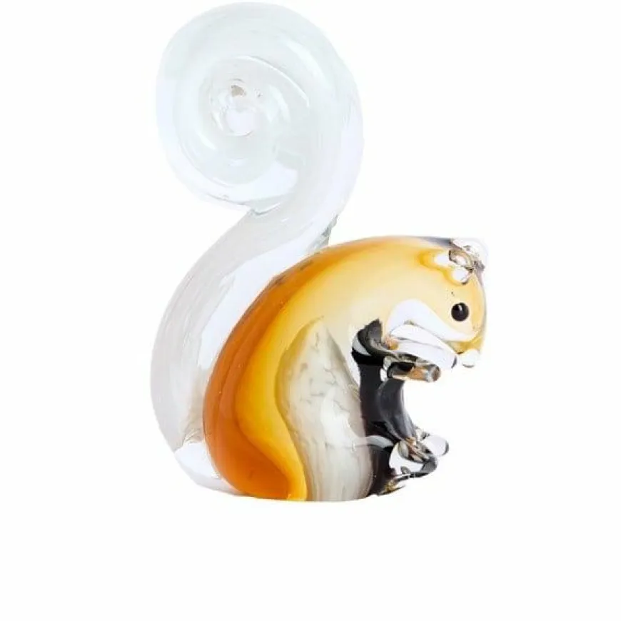 Light en Living Ornament 9,5x4,5x13 cm Eekhoorn glas zwart+creme