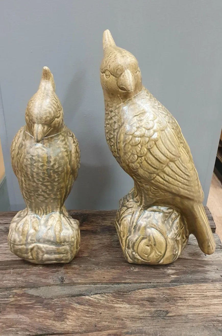 Light en Living Ornament Bird 12x11x28,5 cm shiny olive green