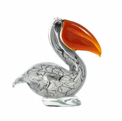 Light en Living Ornament 14,5x8x15,5 cm PELICAN glas wit+zwart marmer print