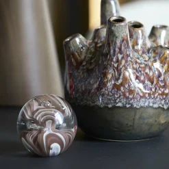 Light en Living Ornament Ø8x8 cm BREON glass brown+cream