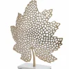 Light en Living Ornament op voet 22x8x30 cm LEAF goud+marmer wit