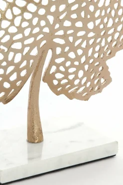 Light en Living Ornament op voet 22x8x30 cm LEAF goud+marmer wit