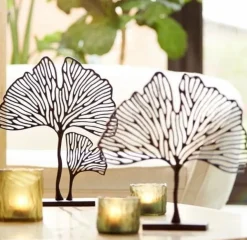 Light en Living Ornament op voet 36x6x39 cm LEAF mat zwart