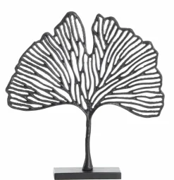 Light en Living Ornament op voet 36x6x39 cm LEAF mat zwart