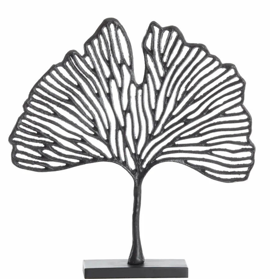 Light en Living Ornament op voet 36x6x39 cm LEAF mat zwart