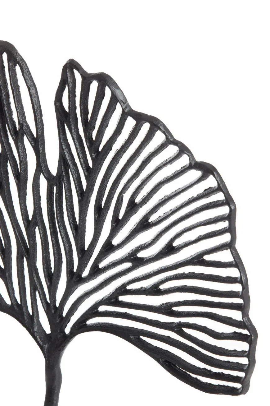 Light en Living Ornament op voet 36x6x39 cm LEAF mat zwart