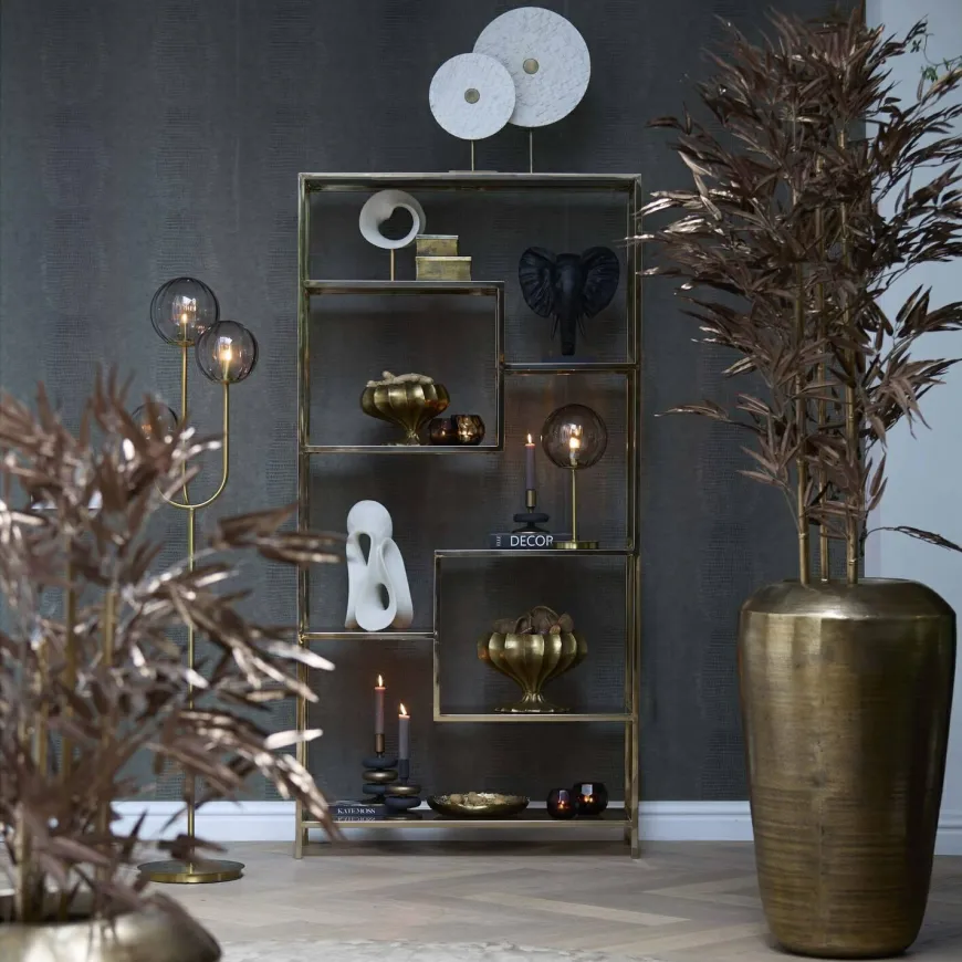 Light en Living Ornament in pot 152x90x152 cm BAMBOO metallic donker brons
