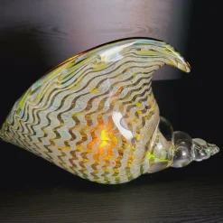 Light en Living Ornament 28x12x16 cm SHELL glas olijf groen