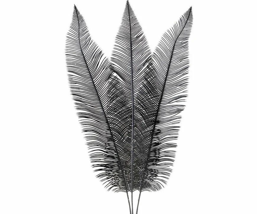 Light en Living Ornament 3 bladeren 14x0,5x89 cm FERN zwart