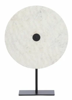 Light en Living Ornament op voet 35x12x50 cm YFKE marmer wit+mat zwart