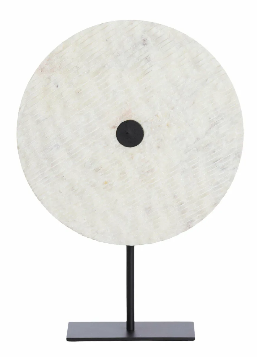 Light en Living Ornament op voet 35x12x50 cm YFKE marmer wit+mat zwart