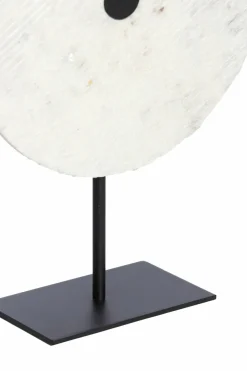 Light en Living Ornament op voet 35x12x50 cm YFKE marmer wit+mat zwart