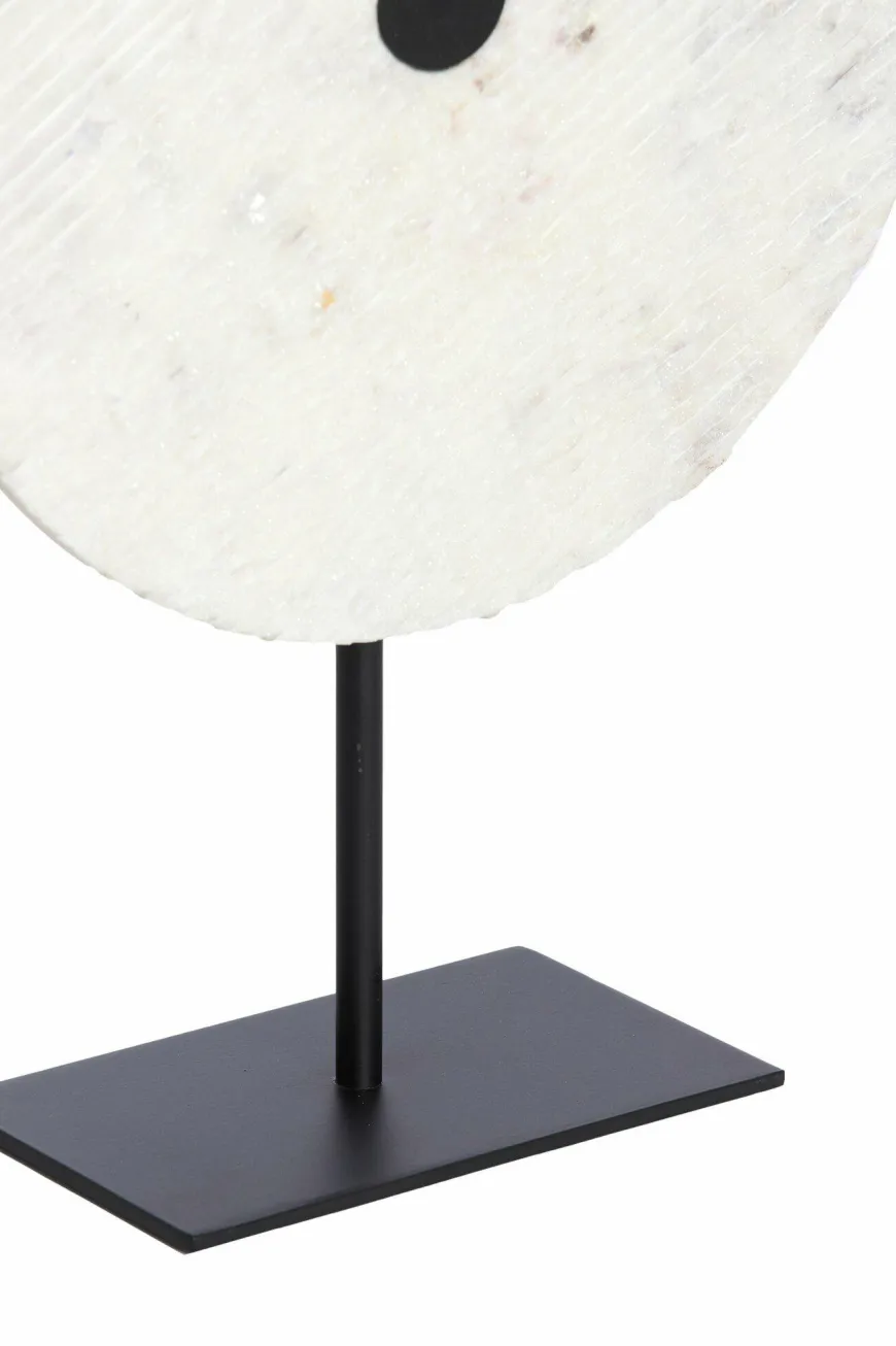 Light en Living Ornament op voet 35x12x50 cm YFKE marmer wit+mat zwart