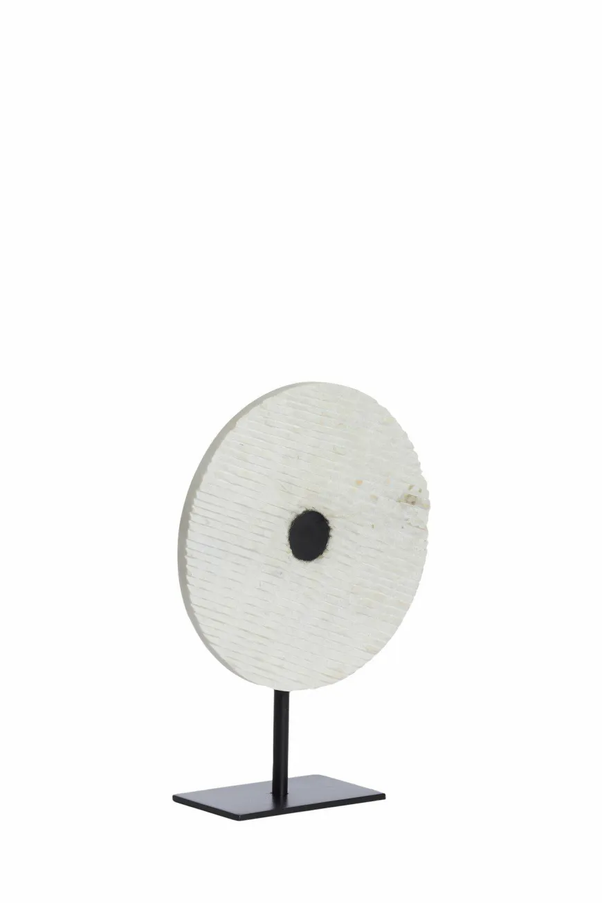 Light en Living Ornament op voet 35x12x50 cm YFKE marmer wit+mat zwart
