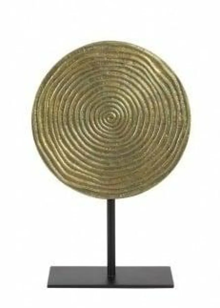 Light en Living Ornament op voet Ø25x38 cm RAWAS ruw a brons cirkel-m zwart